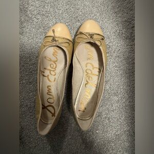 Sam Edelman Tan Leather Flats with Bow Detail